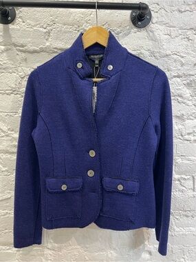 Eileen Fisher petite blue merino wool jacket